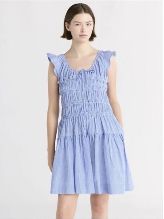 Free Assembly Dresses & Skirts - Free Assembly Women's Smocked Cotton Mini Dress with Flutter Sleeves, Medium
